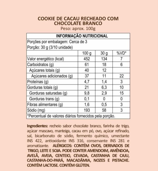 Cookie de Cacau com Chocolate Branco