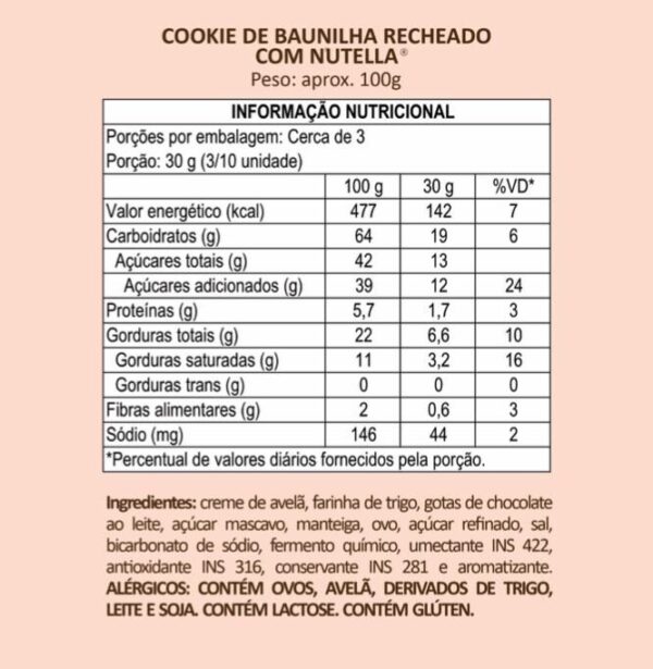 Cookie de Baunilha com Nutella
